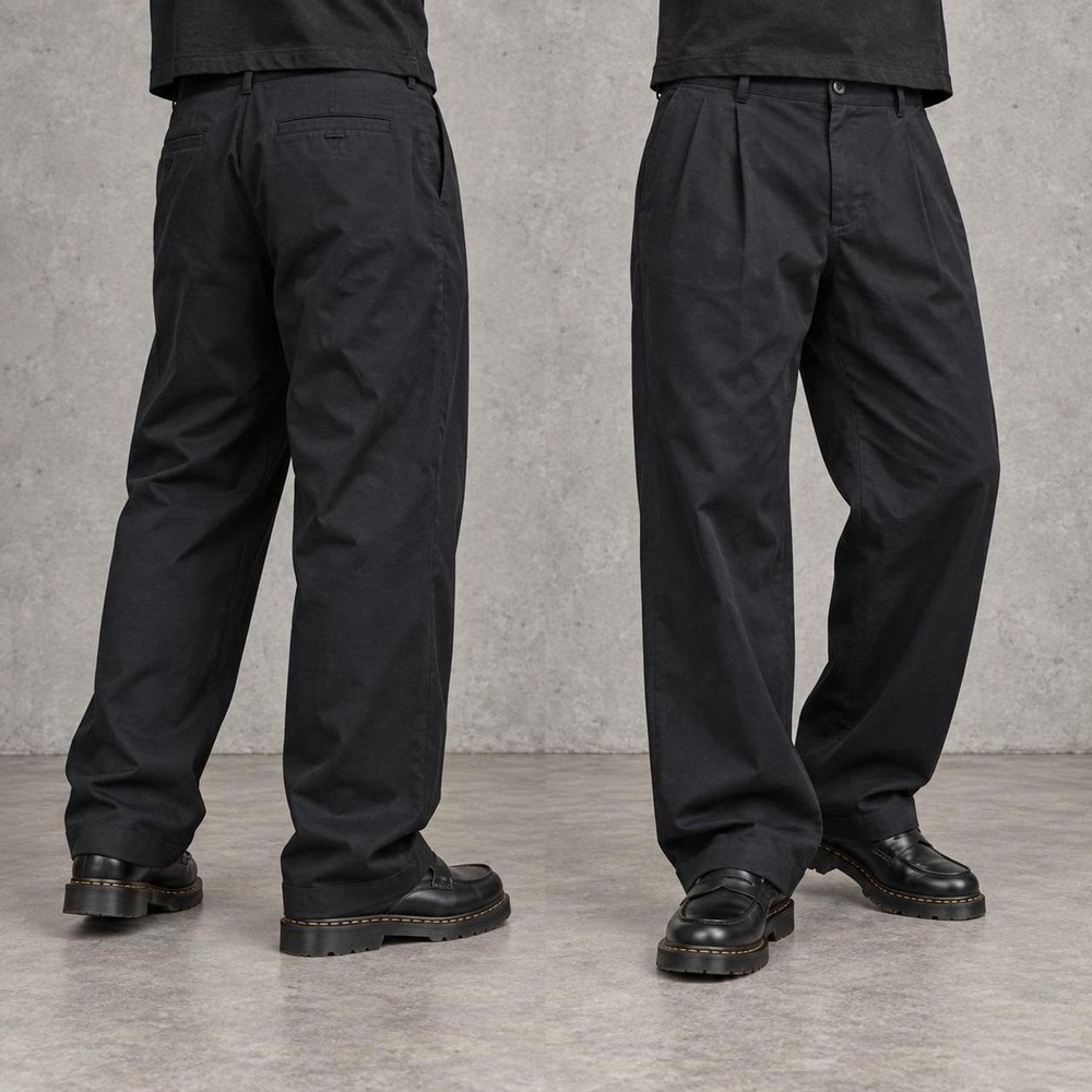 34x32 Black Baggy Wide Leg Dress Pants Y2K Grunge 2000s